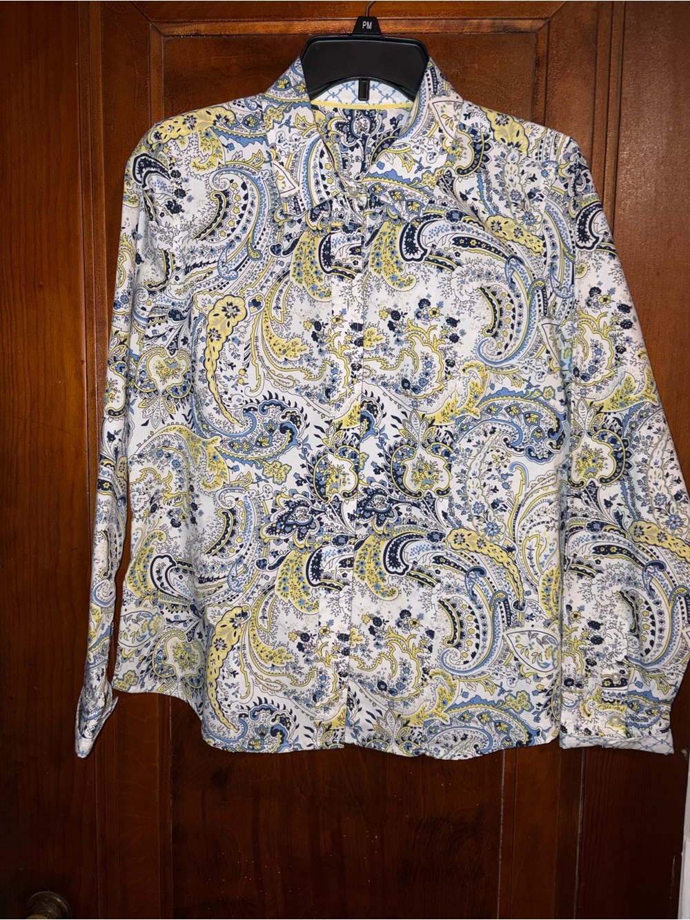 Paisley Button-Up Shirt in White, Blue & Yellow